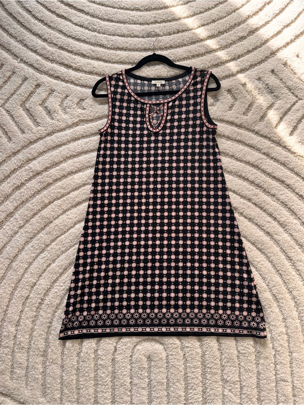 Max Studio Black Dress with Coral Star Dot Print